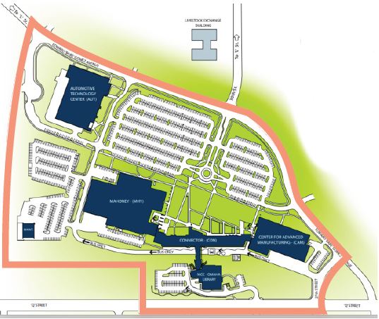 Map of Clery Boundary for South Omaha Campus