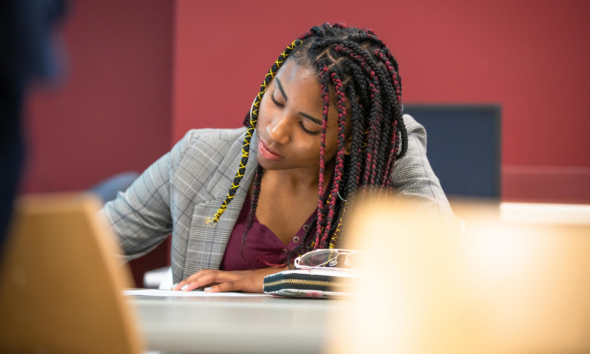 Studious student attending an MCC information session