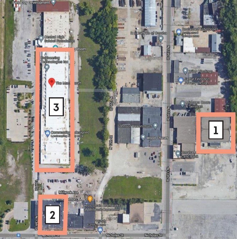 Map of Clery Boundary for MCC at Makerspace, MCC at The Ashton, and MCC at the Mastercraft locations