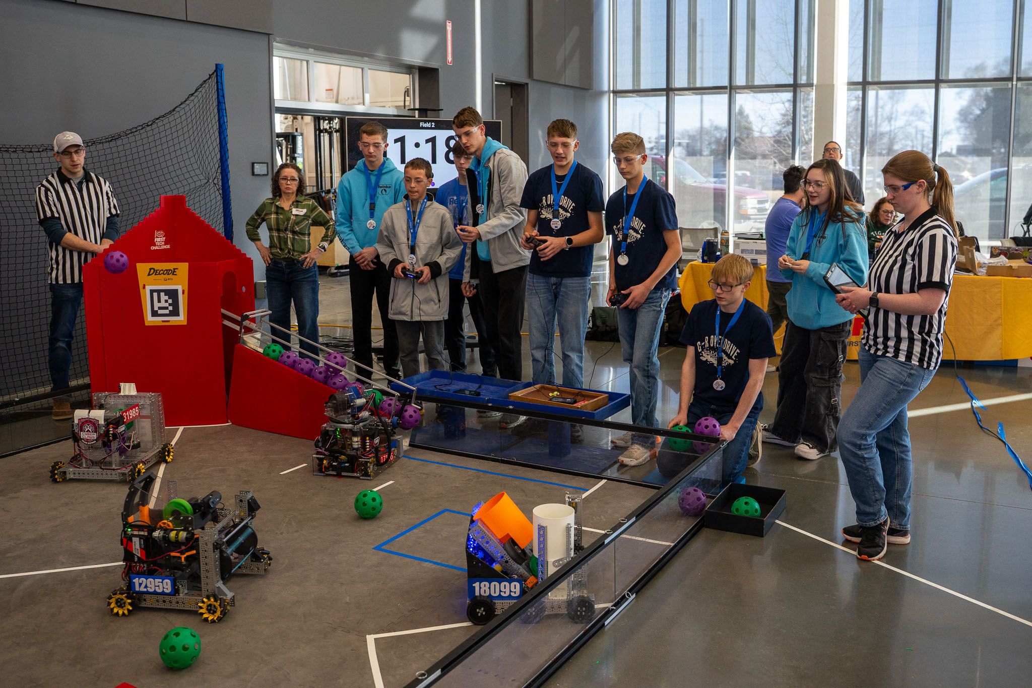 Students participating in robotics competition at the 2026 FTC Nebraska Championship