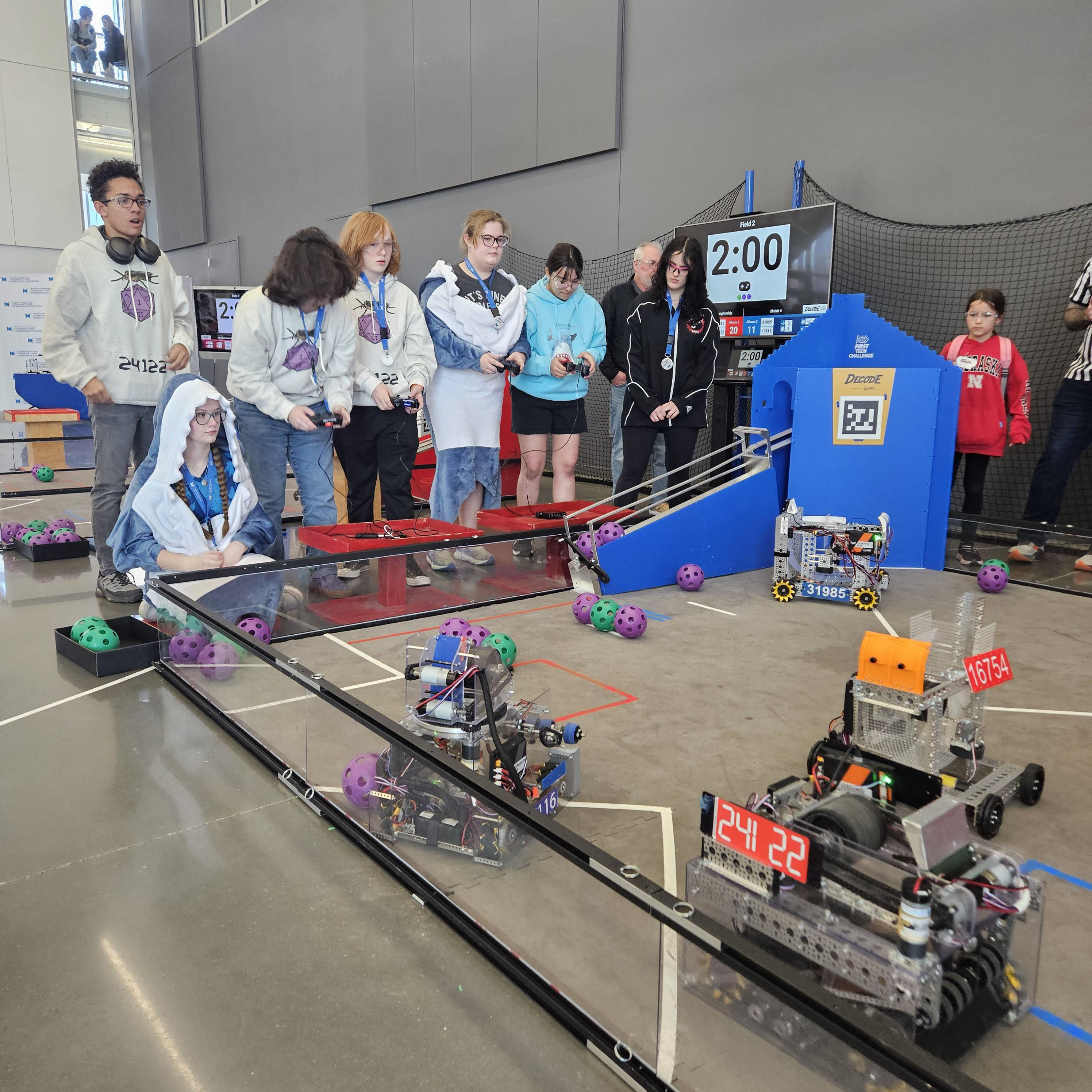 Students participating in robotics competition at the 2026 FTC Nebraska Championship