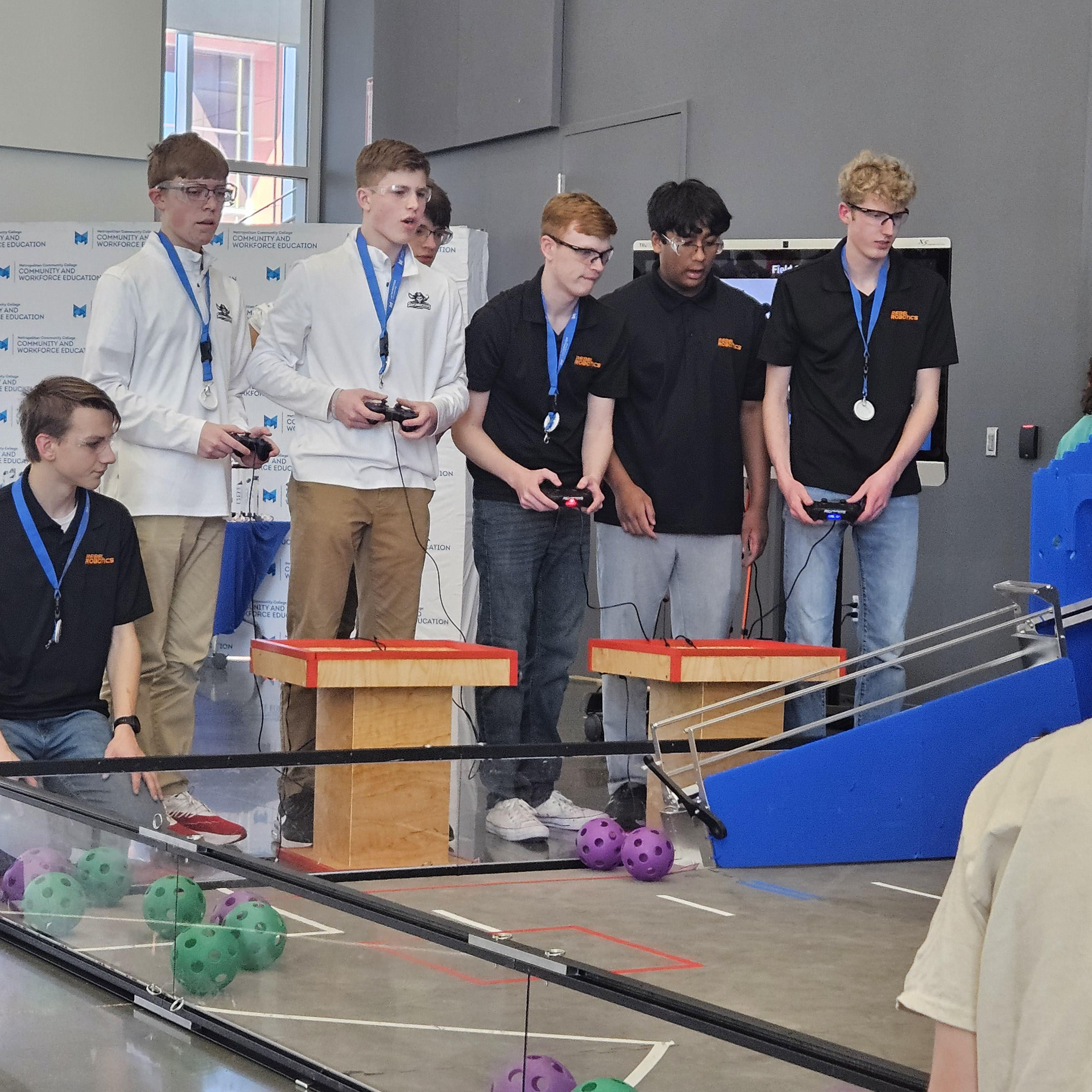 Students participating in robotics competition at the 2026 FTC Nebraska Championship