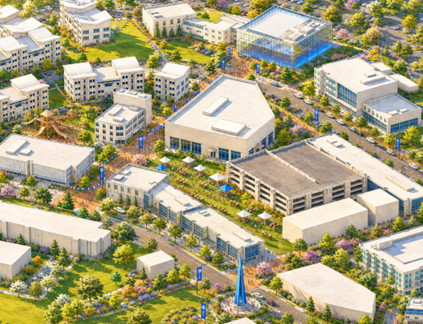 3D rendering of Conceptual Campus Site Plan